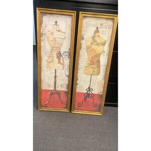 Set of 2 Vintage Christmas Framed Prints